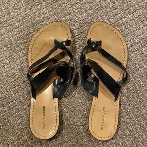 Fabio Rusconi Tan Flip Flops with Black Straps